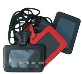 Red Buttercalf Leather Id Holder On A String