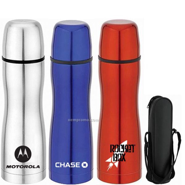 22 Oz. Stainless Steel Thermal Bottle With Push Button, Pour Spout