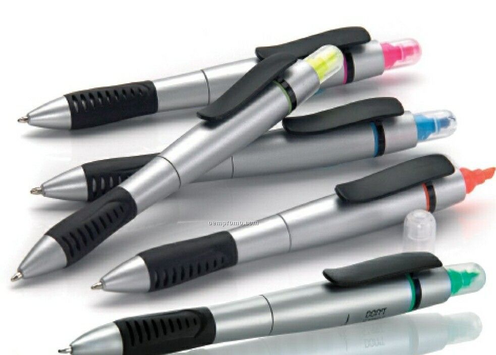 Astro Plastic Twist Action Ballpoint Pen & Highlighter Combo (3 Pack)