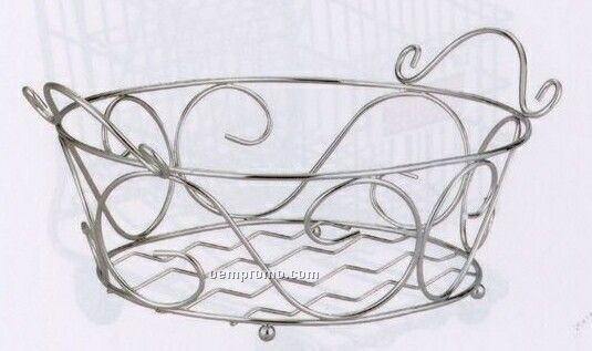 Chrome Plated Oval Wire Basket With Handle