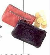 Double Zip Leather Coin Purse W/ Key Ring