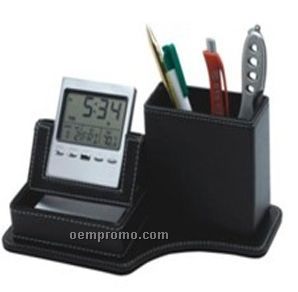 Executive Desk Organizer With Multi-function Clock
