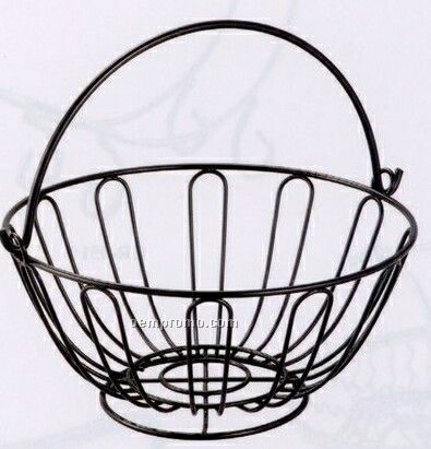 Black Round Wire Fruit Basket With Handle