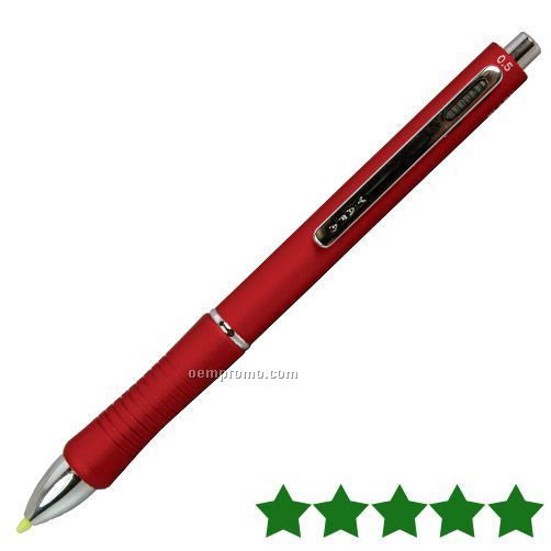Quadro - 4 Function - Pen/ Stylus/ Highlighter/ Pencil (Red)