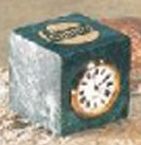 Cube Green Marble Clock