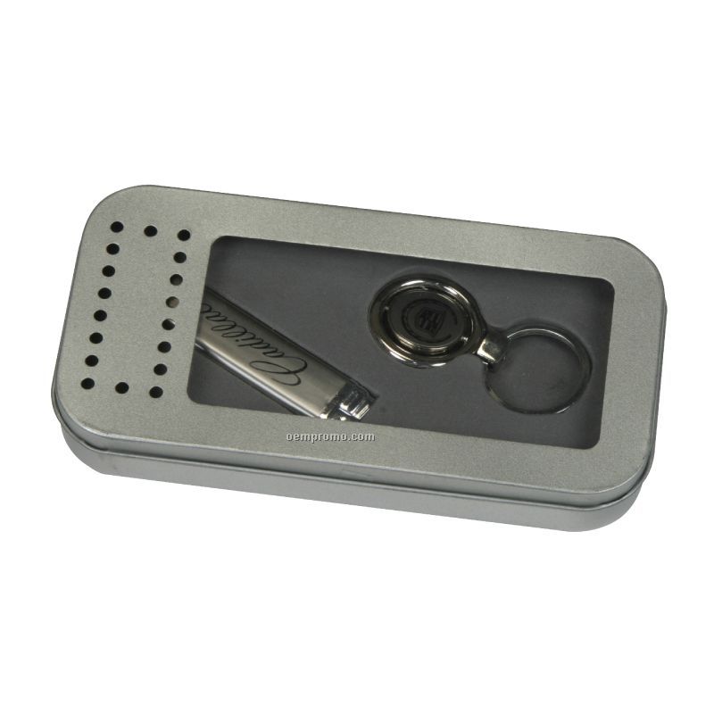 Metal Lighter & Key Tag Gift Set