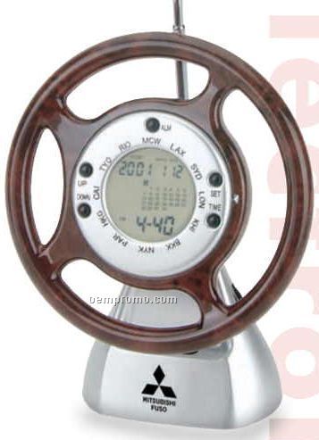 Steering Wheel World Time Clock W/ FM Scan Radio