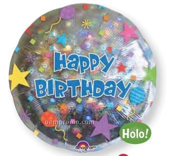 32" Happy Birthday Confetti Holographic Balloon