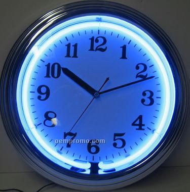 Blue Neon Wall Clock