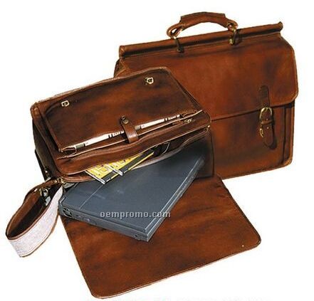 Brown Hand Stained Calf Leather Computer Brief