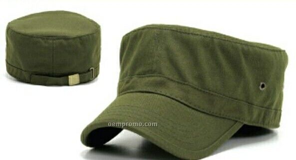 Trendy Military Fitted Cap With Antique Brass Buckle (One Size Fits Most)