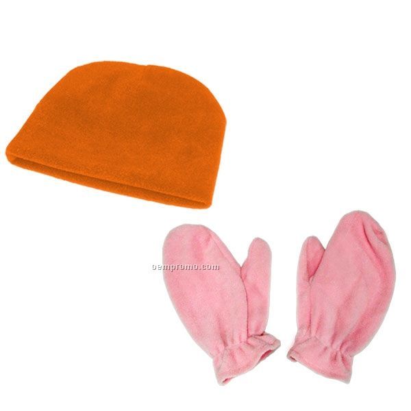 100% Microfleece Youth Hat And Mitts Combo