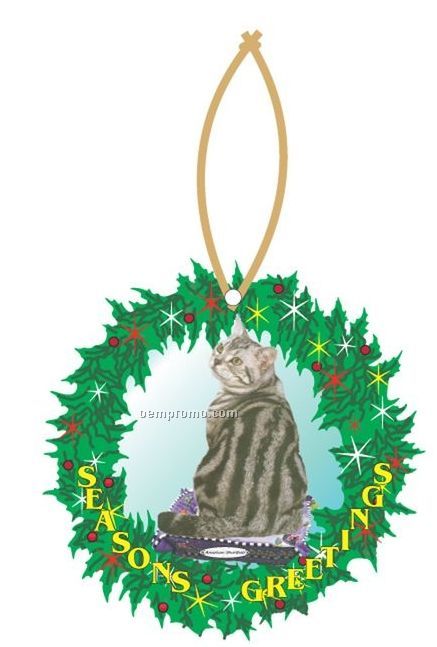 American Shorthair Cat Wreath Ornament W/ Mirrored Back (10 Square Inch)