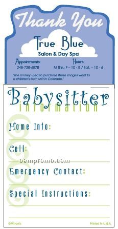 Babysitter Info List Pad (Thru 8/1/2011)