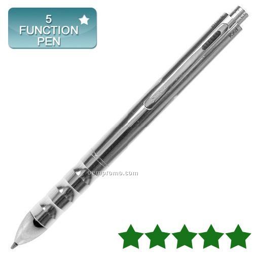 Quintek 5 Function Pen/ Highlighter/ Pencil/ Stylus (Silver)