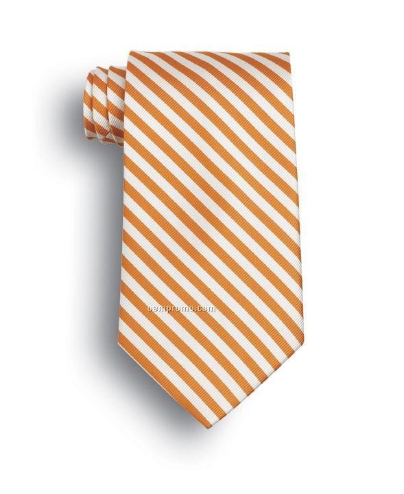Wolfmark Saville Silk Tie - Orange And White