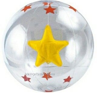 16" Inflatable Transparent Beach Ball W/ Star Insert