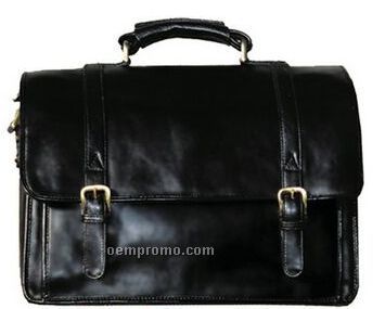 Black Hand Stained Calf Leather Workbag Computer Brief