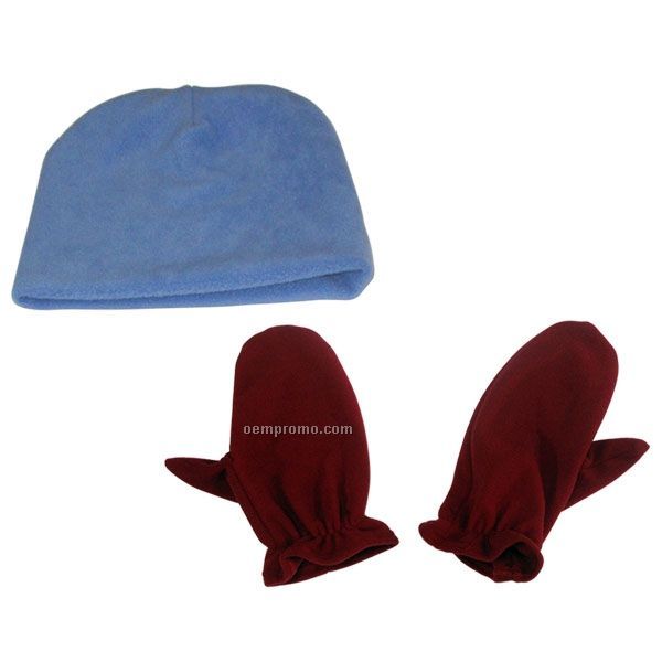 Youth Wicking Fleece Hat And Mitts Combo Set