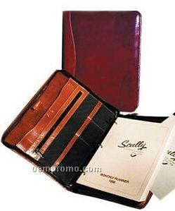Cognac Italian Leather Zip Planner Binder