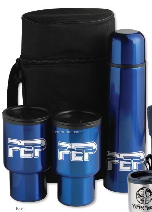 Day Tripper Gift Set W/ Thermo-go Bottle & Econo Travel Mugs