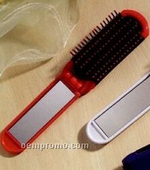 Folding Hair Brush W/ Mirror
