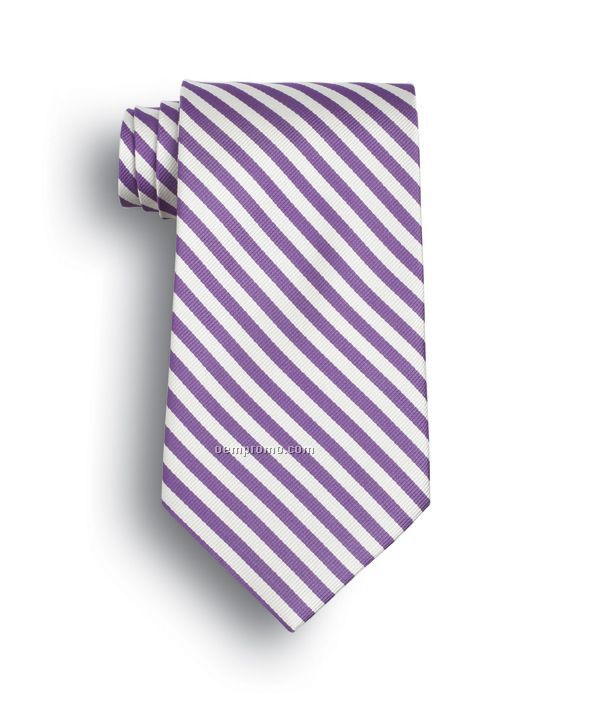 Wolfmark Saville Silk Tie - Purple And White
