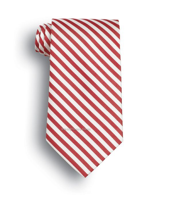 Wolfmark Saville Silk Tie - Red And White Stripe