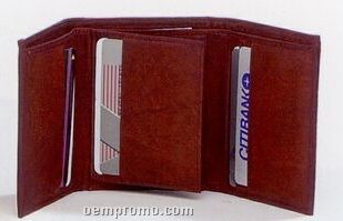Cowhide Tri-fold Wallet With Extra Middle Flap