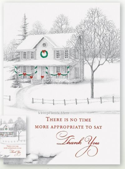 Festive Homestead Holiday Card W/ Lined Envelope