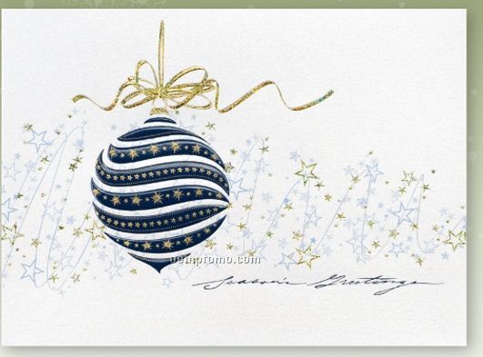 Stars In Blue Holiday Card W/ Lined Envelope