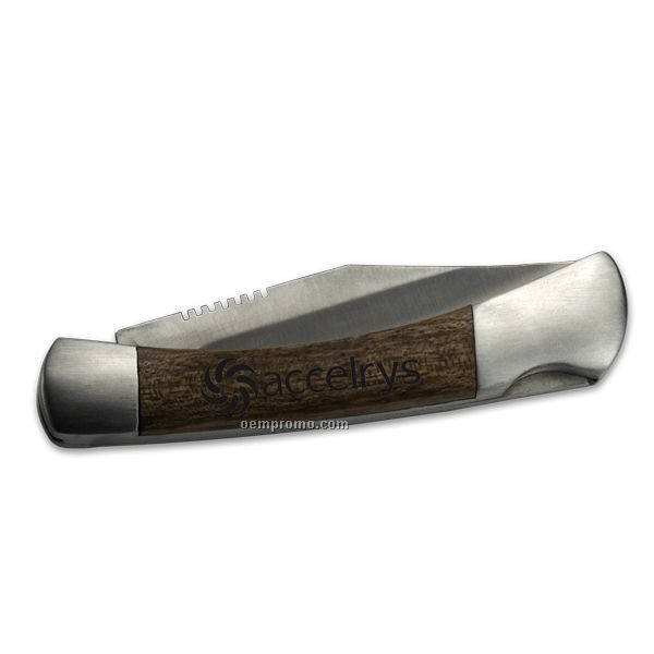 Deluxe Wood Face Lock Blade Knife