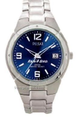 Men`s Watch W/ Blue Dial And Stainless Steel Bracelet