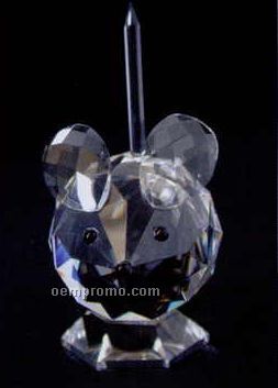 Optic Crystal Mouse Figurine W/ Straight Up Tail