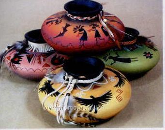 3 1/2"X6" Southwest Design Polyresin Pot (4 Assorted)