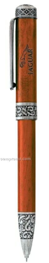 Craftsman Rosewood Mechanical Pencil W/ Antique Silver Filigreed Brass Trim