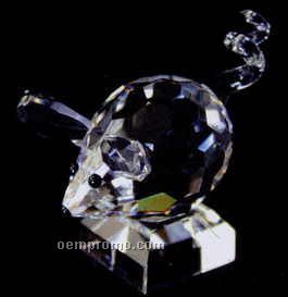 Optic Crystal Mouse Figurine W/ Curly Tail