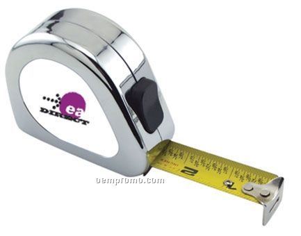 Chrome English Scale Power Tape Measure W/ Laminated Label (25'x1" Blade)