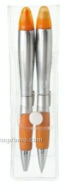 Silver Blossom Pen/ Highlighter & Pencil Set