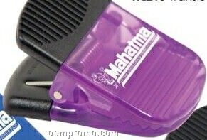 Translucent Purple Magnetic Rectangle Memo Clip W/ Black Grip (Printed)