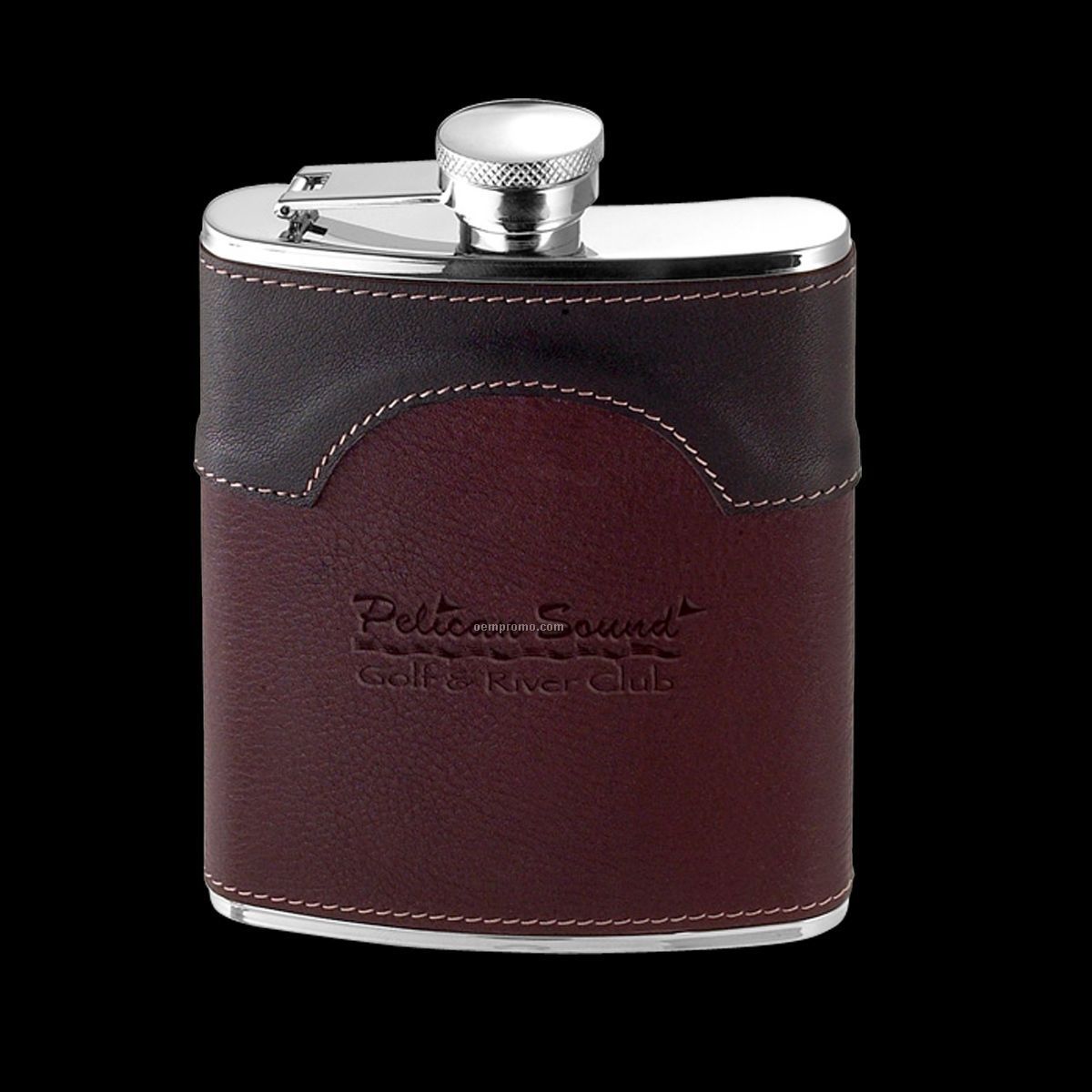 Ronson 2 Tone Leather/ Stainless Steel Hip Flask
