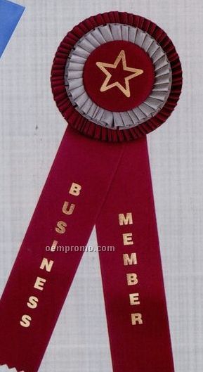 12" Custom Double Rosette Ribbon With Double 2"X10" Streamer