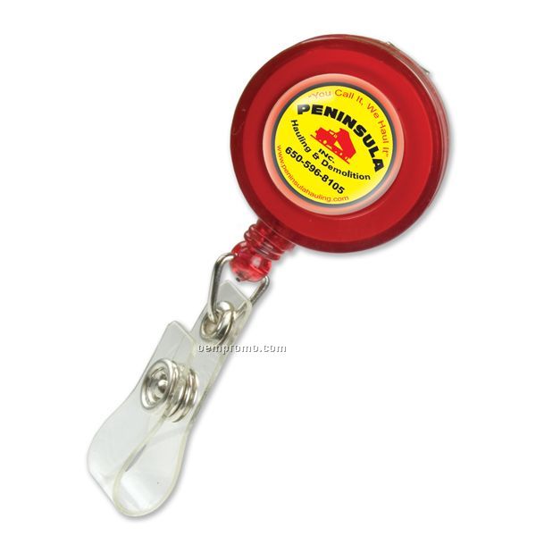 Domed Retractable Badge Holder (Round W/ Slip On Clip)