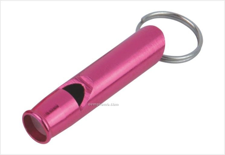 Laser Engraved Aluminum Whistle With Split Key Ring (1 3/4")