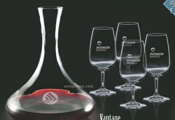 Vantage Crystal Carafe And 4 Wine Glasses