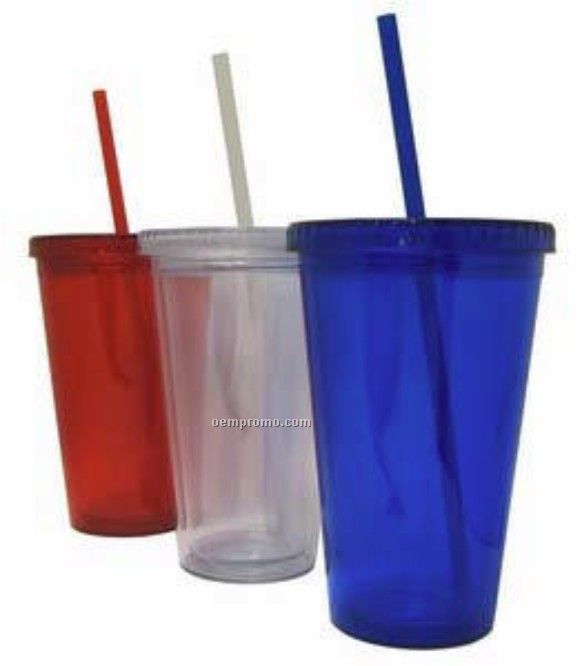 Acrylic Tumbler With Straw And Screw On Lid