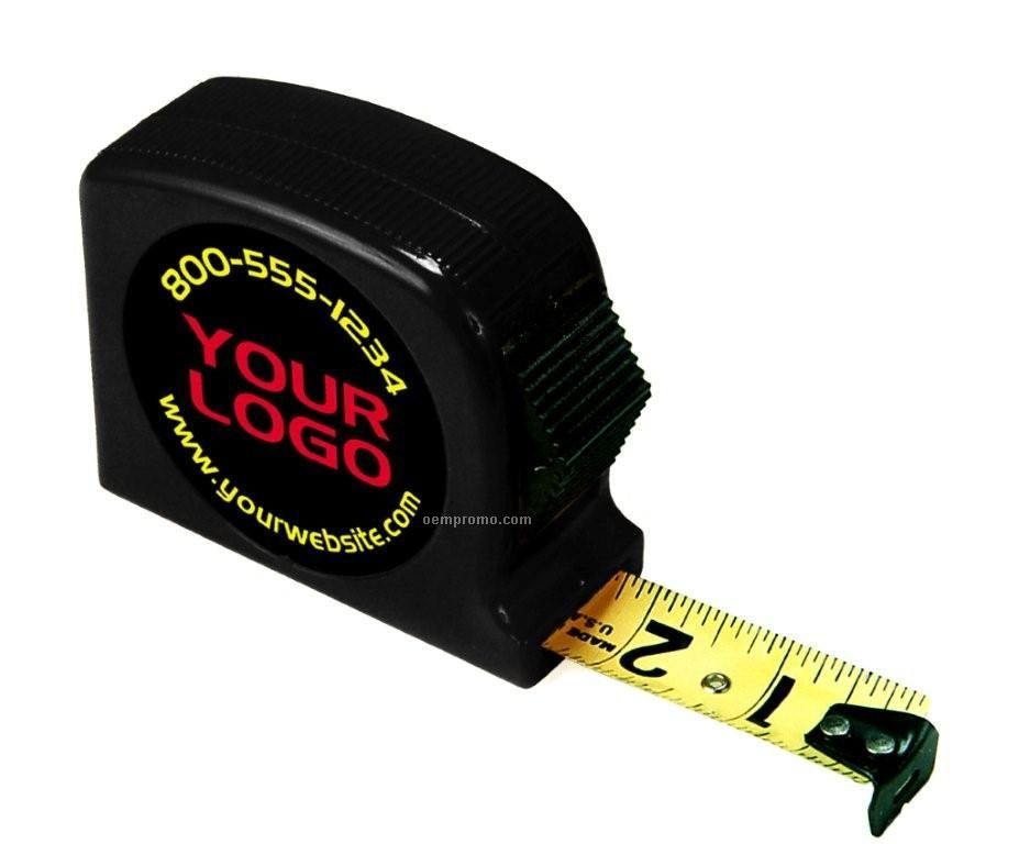 Black Retractable Tape Measure W/ Plastic Case (12'x1/2" Blade)