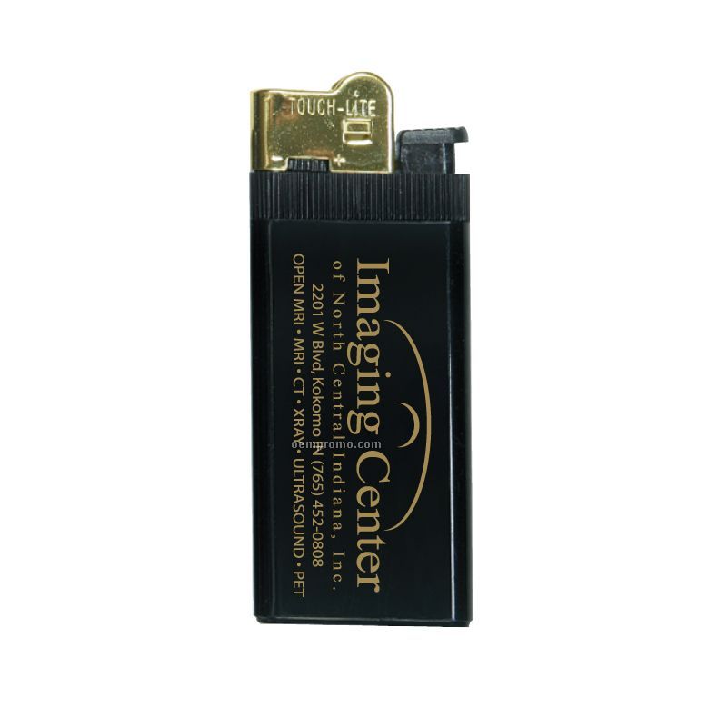 Black Super Slim W/Gold Cap Standard Lighter