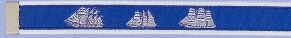 Embroidered Pattern Belt With Leather Tip (Tall Ships)