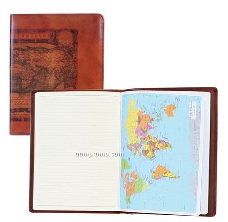 The Old Atlas Vegetable Tanned Calf Leather Ruled Journal W/ Maps